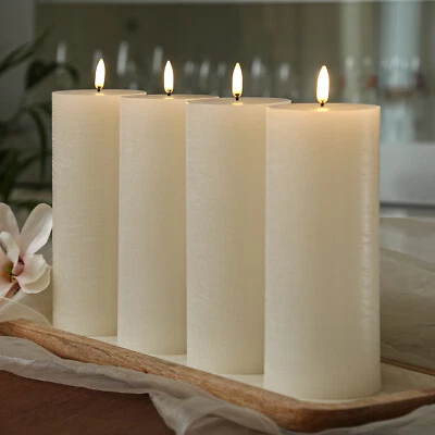 LED Kerzenset PIA Rustik-Optik Adventskerzen H:20cm mit Batterien/Fernb. 4er Set - Bild 1 von 4