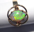 Vintage Australian Lightning Ridge Opal and solid Gold Ring size N or 6.5 (2264)