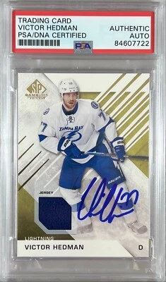 Victor Hedman Auto 2016 Upper Deck #55 Tarjeta Lightning PSA Encapsulado GU Parche Foto 1 de 3