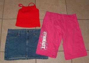 Girls Sz Large 10 / 12 Halter Top, Denim Skirt & Bermuda Shorts 3 Pc Mixed Lot - Picture 1 of 3