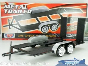 CAR VEHICLE TRAILER MODEL 1:24 SCALE FLAT BED MOTORMAX 4 WHEEL FOLD DOWN RAMPS K - Picture 1 of 6
