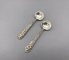 Antique Repousse Kirk & Son Sterling Silver Master Salt Spoon 3" SET OF TWO