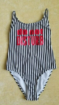 No Boundaries Women Juniors Size S (3-5) Black White Striped One Piece Swimsuit. - Image 1 of 4