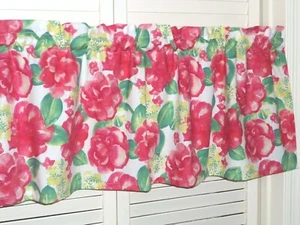 Spring Rose Curtain Valance Flower Roses Garden Leaf Leaves Pink White 42 x 14 - Picture 1 of 4
