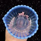 Vintage Fenton Periwinkle Blue Opalescent Ribbed Dish Bowl Heart Glass 5”W 2”T