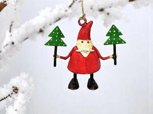 Papá Noel de metal soldado pintado a mano estilo prim con árbol adorno de árbol de Navidad - Imagen 1 de 3