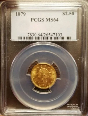 1879 年 2 美元 1/2 Liberty Head Quarter Eagle 金币 Pcgs Ms64 — 第 1/3 张图片