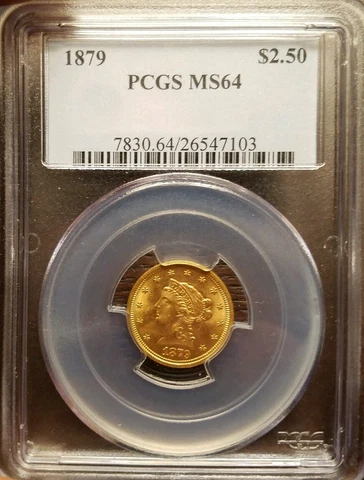 1879 $2 1/2 Liberty Head Quarter Eagle Gold Coin Pcgs Ms64 Cover