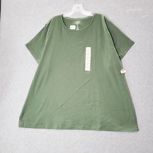 St. John's Bay Women Top 4X Green Shirt Short Sleeve Crew Neck Pullover Tee NWT - Picture 1 of 8