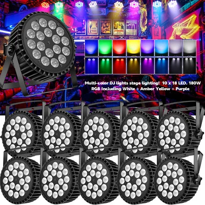18 LED Stage Lights RGBW LED Par Light DMX 300W Stage Lighting for DJ Party Show - Image 1 of 4