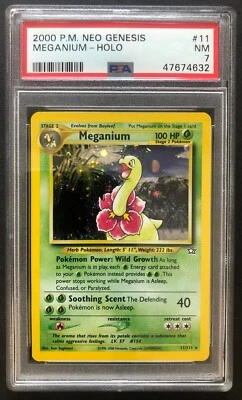  2000 P.M. Neo Genesis Meganium Holo PSA 7 Mint #11/111 Rare Pokemon Card No 11 - Image 1 of 3