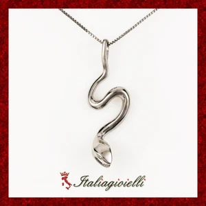 Collana Serpente Unisex Uomo Donna in Argento 925 rodiato Oro Bianco con Zirconi - Foto 1 di 6