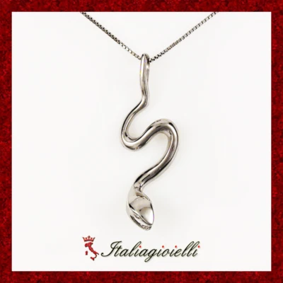 Collana Serpente Brillante in Argento 925 Rodiato Oro Bianco - Immagine 1 di 4