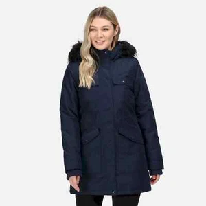 Regatta  Samiya Waterproof Faux Fur Hooded Parka Jacket Coat Navy UK10 rrp £150 - Picture 1 of 24