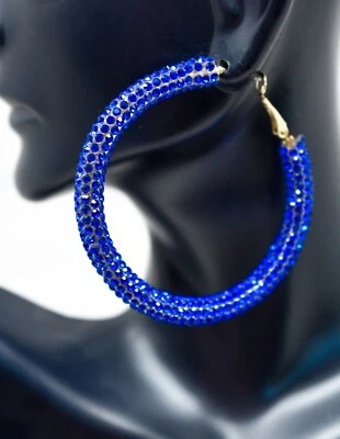 PENDIENTES ARO ENVOLVENTES BRILLANTES DIAMANTES DE IMITACIÓN PAVÉ REAL BOHEMIO DE 2,25" *AROS SKANKY* Foto 1 de 4