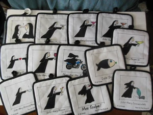 NUN FOR THE ROAD Potholders - Sister Mary Merlot, Manhattan, Mimosa, ... - Picture 1 of 13