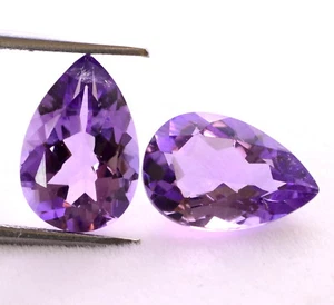 5.45 Cts Natural Amethyst Pear Cut Pair 12x8 mm African Loose Purple Gemstones - Picture 1 of 7