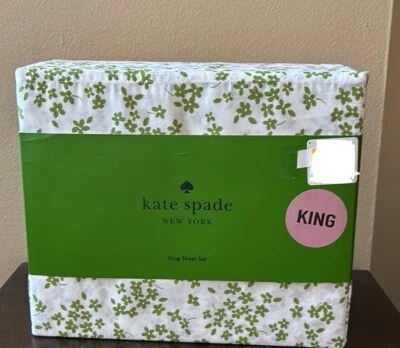 Комплект простыней Kate Spade King хлопок перкаль зеленый цветочный день Святого Патрика новый - Изображение 1 из 2