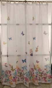 Butterflies White Textured Sheer Shower Curtain 70Wx72L - Picture 1 of 3