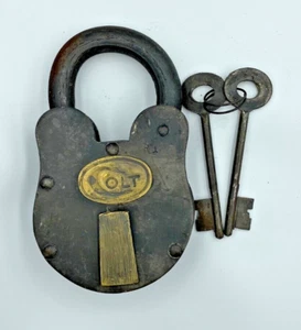 Candado XL Colt Armas de Fuego, Hierro Fundido, Acabado Antiguo con 2 Llaves Funciona Nuevo 6"x4" - Imagen 1 de 6