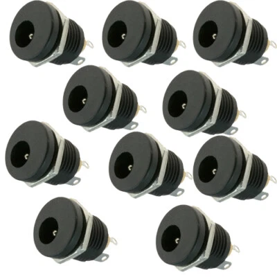 10 pcs 5.5mm x 2.5mm DC Jack Socket Panel Mount Power Connector B5 2.5 x 5.5 mm - Image 1 of 4