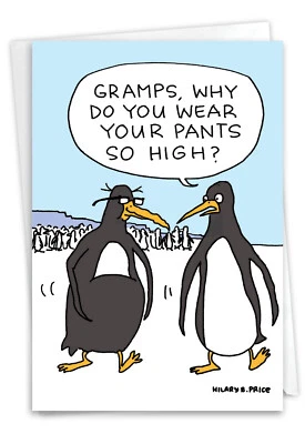 1 Tarjeta de Retiro Divertida con Sobre - Pantalones Pingüino C6369RTG Foto 1 de 4