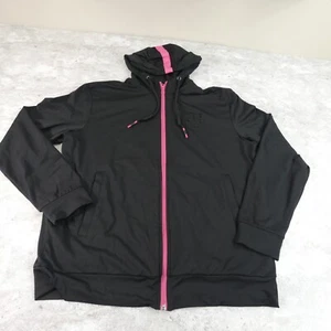 T Mobile Hoodie Medium schwarz pink Borte Hinterzimmer Arbeitspullover durchgehender Reißverschluss - Bild 1 von 14