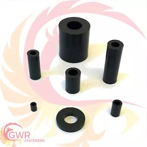 4 arandelas separadoras de nailon de plástico negro M2 M2,5 M3 M4 M5 M6 M8 M10 M12 - Imagen 1 de 1