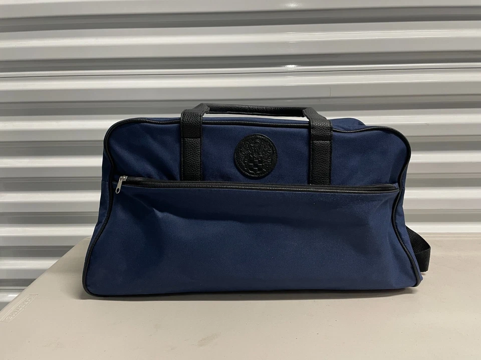 Винтажная спортивная дорожная сумка CAMUTO унисекс отделка из искусственной кожи Weekender темно-синяя - Изображение 1 из 4