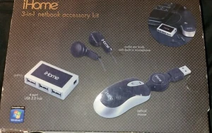 New 3-in-1 iHOME Netbook Accessory Wired Kit Built in Mic 4 USB Ports  Brand New - Picture 1 of 2