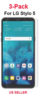 3-Pack For LG Stylo 5 / 5Plus Premium Screen Protector Clear  9H Tempered Glass  - Image 1 of 4