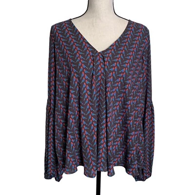 Camisa Izzy & Lola Mujer Top Pequeño Estampado de Pájaros Manga Alta Baja Globo Ligera Foto 1 de 4