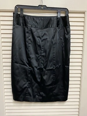 WHBM Pencil Skirt 8 Black Side Zip Split Lined Knee Length Classic - Image 1 of 4