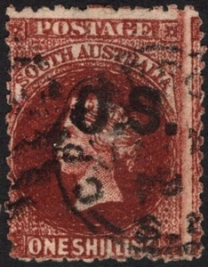 SOUTH AUSTRALIA 1/- MARRÓN QV "OS" SOBREIMPRESIÓN (ASC 11) - USADO FINO (A30537) - Imagen 1 de 1