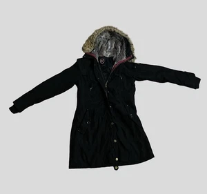 1 Madison Expedition Black Womens Large parka coat with detachable fur hood - Picture 1 of 3