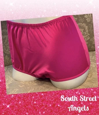 SECRETS IN LACE ~ FUCHSIA PINK ~  SATIN PIN-UP FULL BRIEF PANTIES ~ SIZE SMALL  - Image 1 of 4