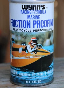 BOOT GRAFIK ~ NOS VOLL datiert 1971 WYNN'S MARINE RACING FORMEL alte Metall Ölkanne - Bild 1 von 9