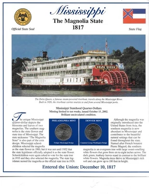 2002 Mississippi P&D Postal Commemorative Society Statehood Quarters & Stamps - Image 1 of 2