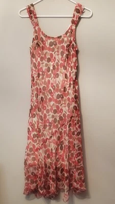 Sangría Vestido Geométrico Sin Mangas Coral Marrón Crema Rojo Talla 6 Foto 1 de 4