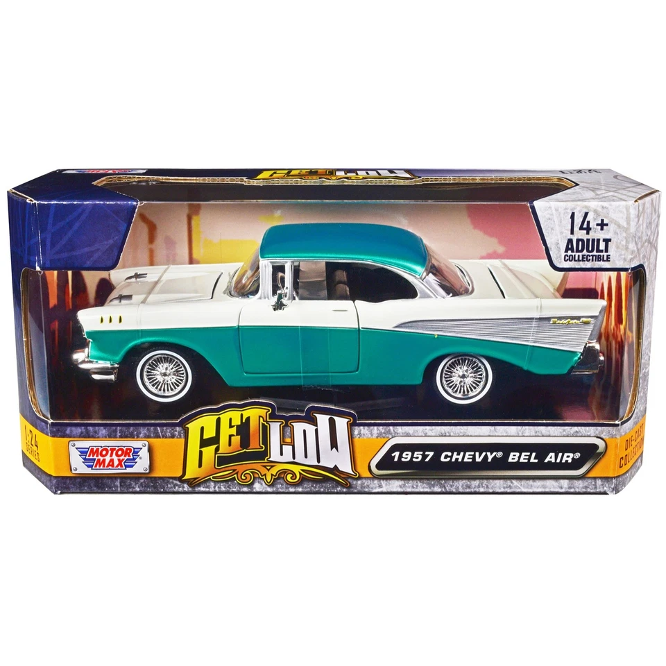 1957 Chevrolet Bel Air Lowrider Turquoise Metallic and White "Get Low" Series... - Image 1 of 1