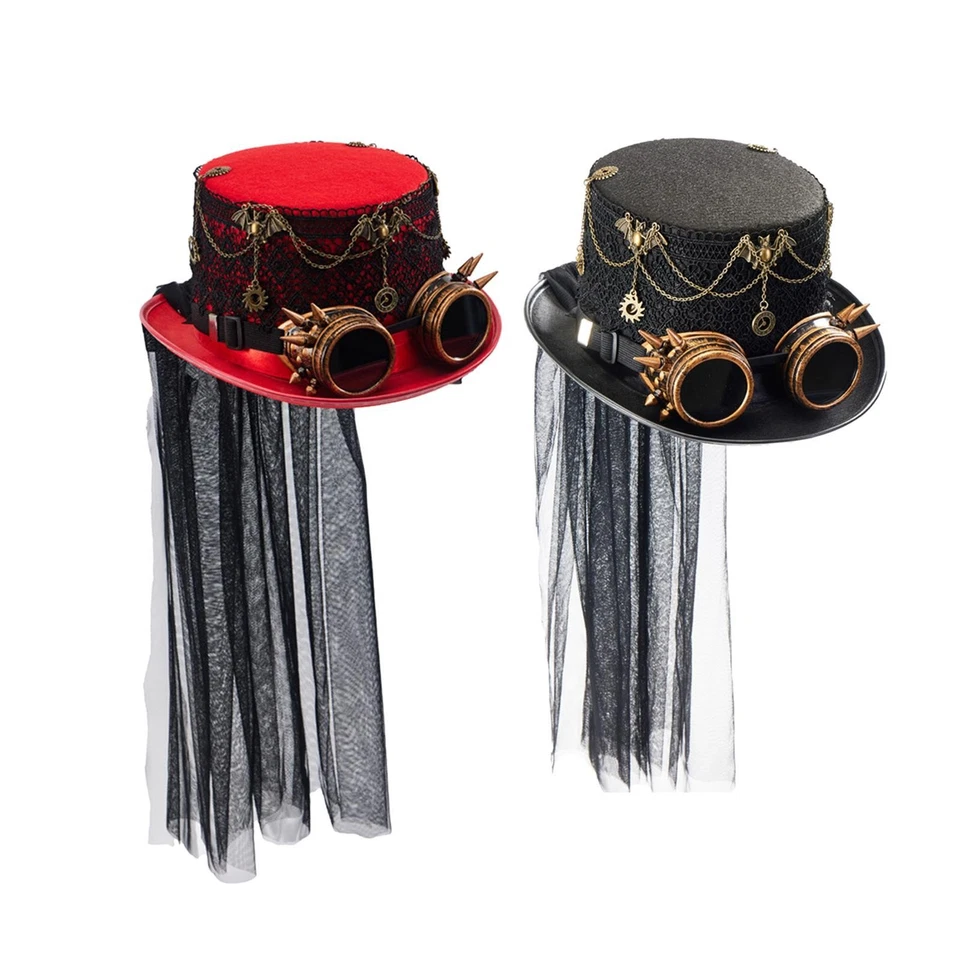 Sombrero de copa Steampunk gótico para adultos sombreros para graduación disfraces vacaciones juego de rol Foto 1 de 1