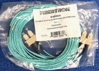 Fibertron FPC Fiber Optic Patch Cable 10G, SC to SC, 7 Meters, Ceramic Zip, 2mm - Image 1 of 4