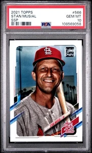⚾️ STAN MUSIAL 2021 TOPPS SERIES 2 SSP SHORT PRINT #566 🎁POP 3 CARDINALS PSA 10 - Picture 1 of 5