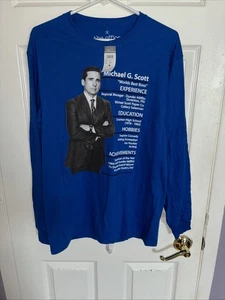 Nueva camiseta con etiquetas The Office manga larga para hombre Michael G. Scott Resume - Imagen 1 de 5