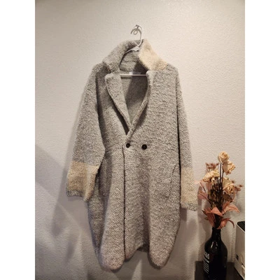TONET ALPACA WOOL COAT - LIGHT GREY  Italy  Large relaxed fit - Image 1 of 4