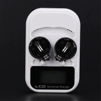 Haltbar Adapter Mit LCD Akku-Ladegerät 2 Slot Knopf zelle Schnell ladung - Bild 1 von 4