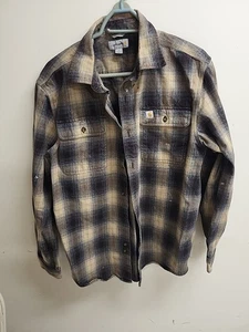 Men's Medium Size Carhartt Original Fit Flannel Shirt Button Down This Has Paint - Picture 1 of 21