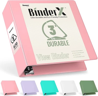 Sooez Binderx Carpeta Extra Duradera de 3 Pulgadas 3 Anillos, Carpeta Grande Anillo D, Tiene Capacidad 670 Foto 1 de 4