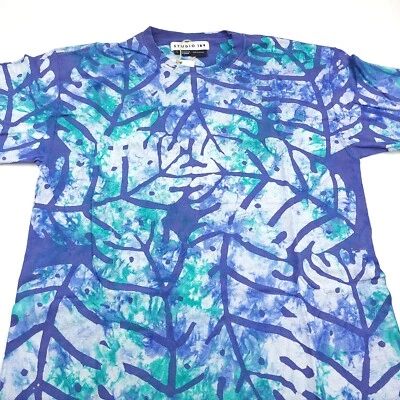 Studio 189 фиолетовый и синий и зеленый большой лист футболка футболка мужской размер большой - Изображение 1 из 4