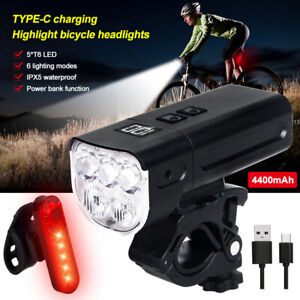 60000LM Rechargeable LED Mountain Bike Lights Bicycle Torch Front&Rear Lamp Set